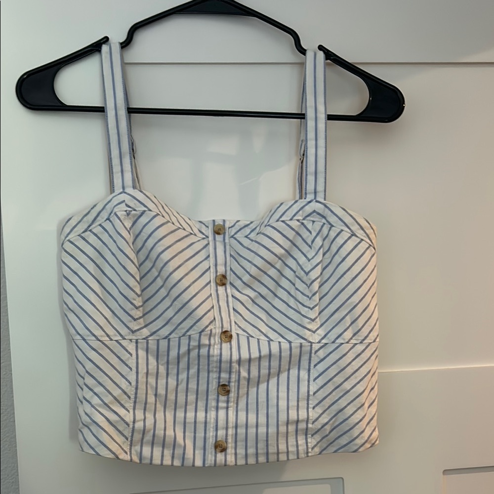 Abercrombie & Fitch Blue and White Bustier Tank Top